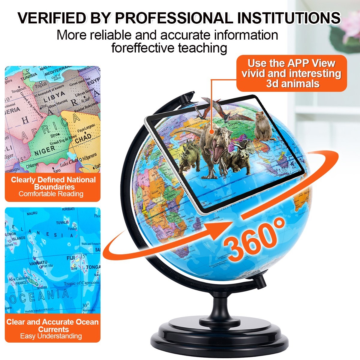 10inch World Globe Desktop Tabletop Globe Geography Teaching Globe for Children