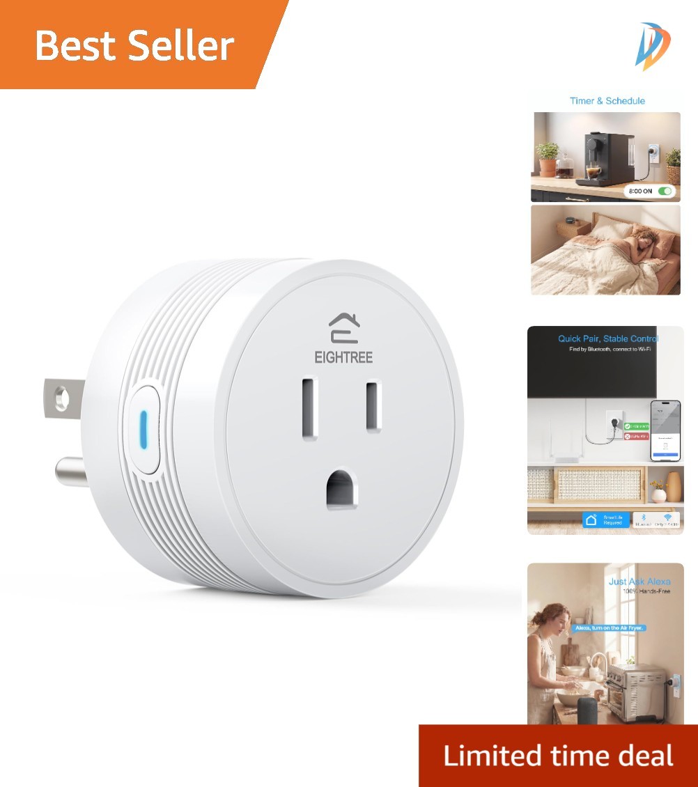 Dual Connection Smart Plug 15A - Remote Control & Voice Capabilities for Home