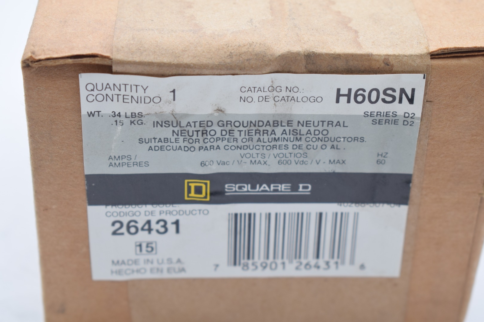 NEW SQUARE D H-60-SN GROUNDING TERMINAL Neutral
