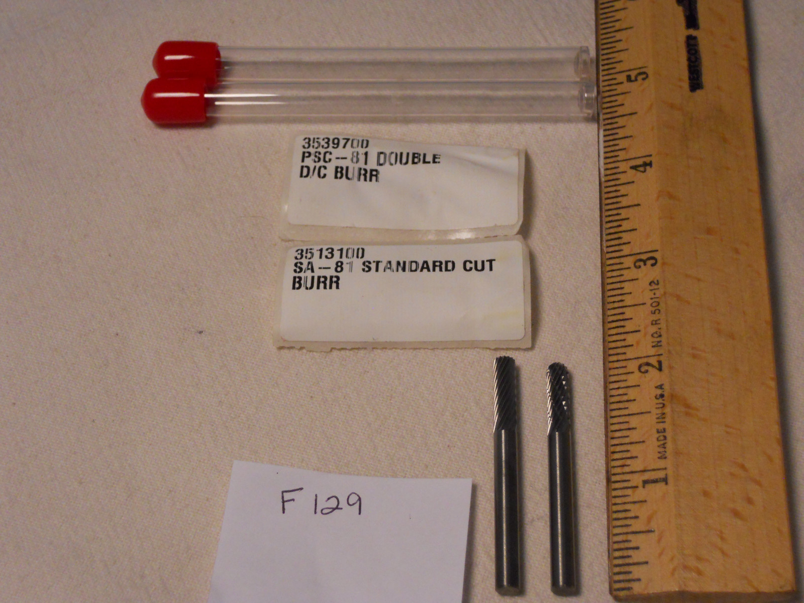 2 NEW 3/16" SHANK CARBIDE BURRS. SA-81 & PSC-81. D/C. E/C. ROUTER BIT. USA F129