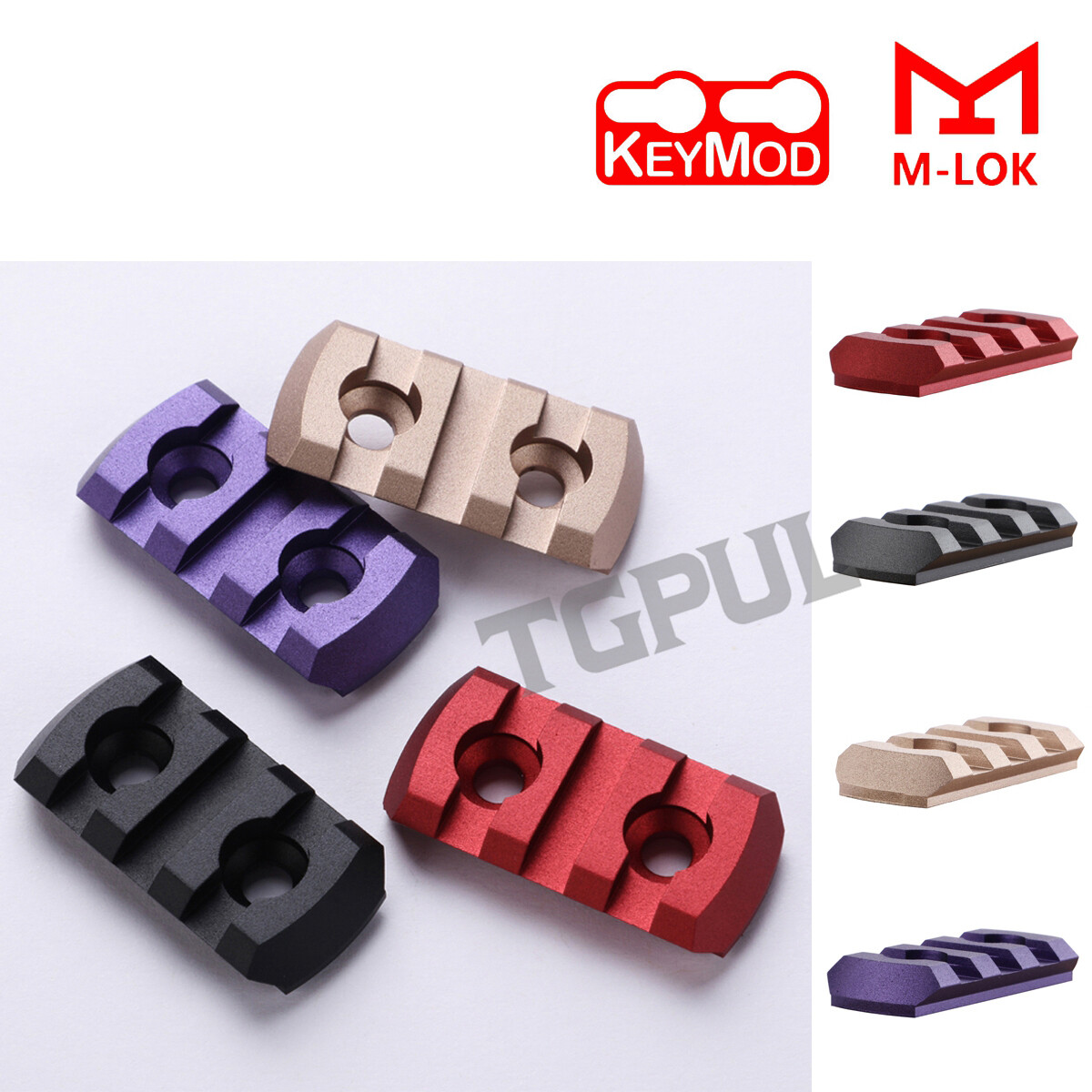 3 Slots for M-lok Keymod Low Profile Rail Aluminum Picatinny Rail Mount 1.65"