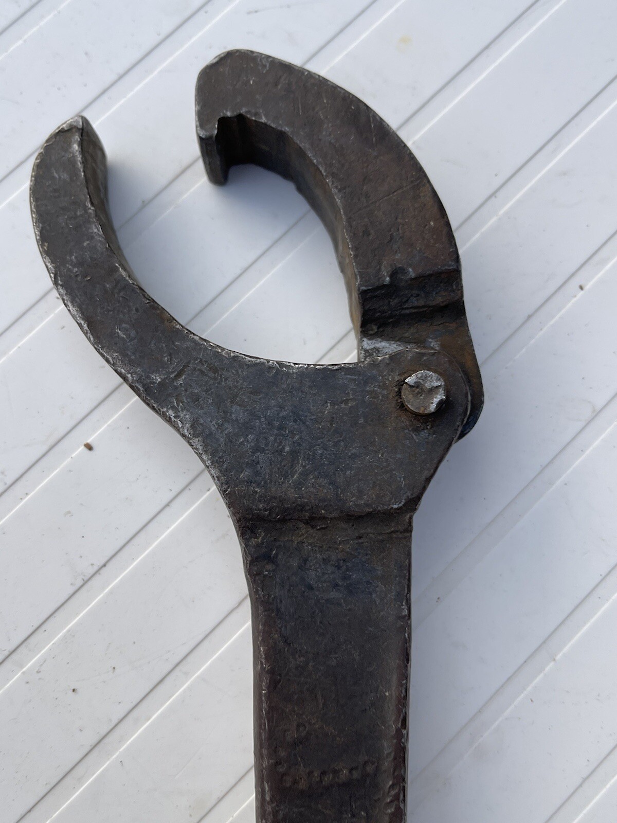 Antique Hand Forged Tools 15” Adjustable Hook Spanner Wrench Steampunk.