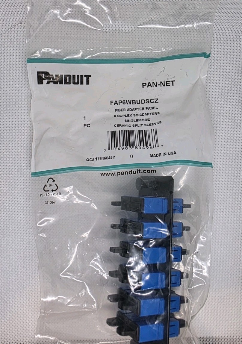 NEW Panduit FAP6WBUDSCZ Fiber Adapter Panel 6 Duplex SC Adapters NO BAG