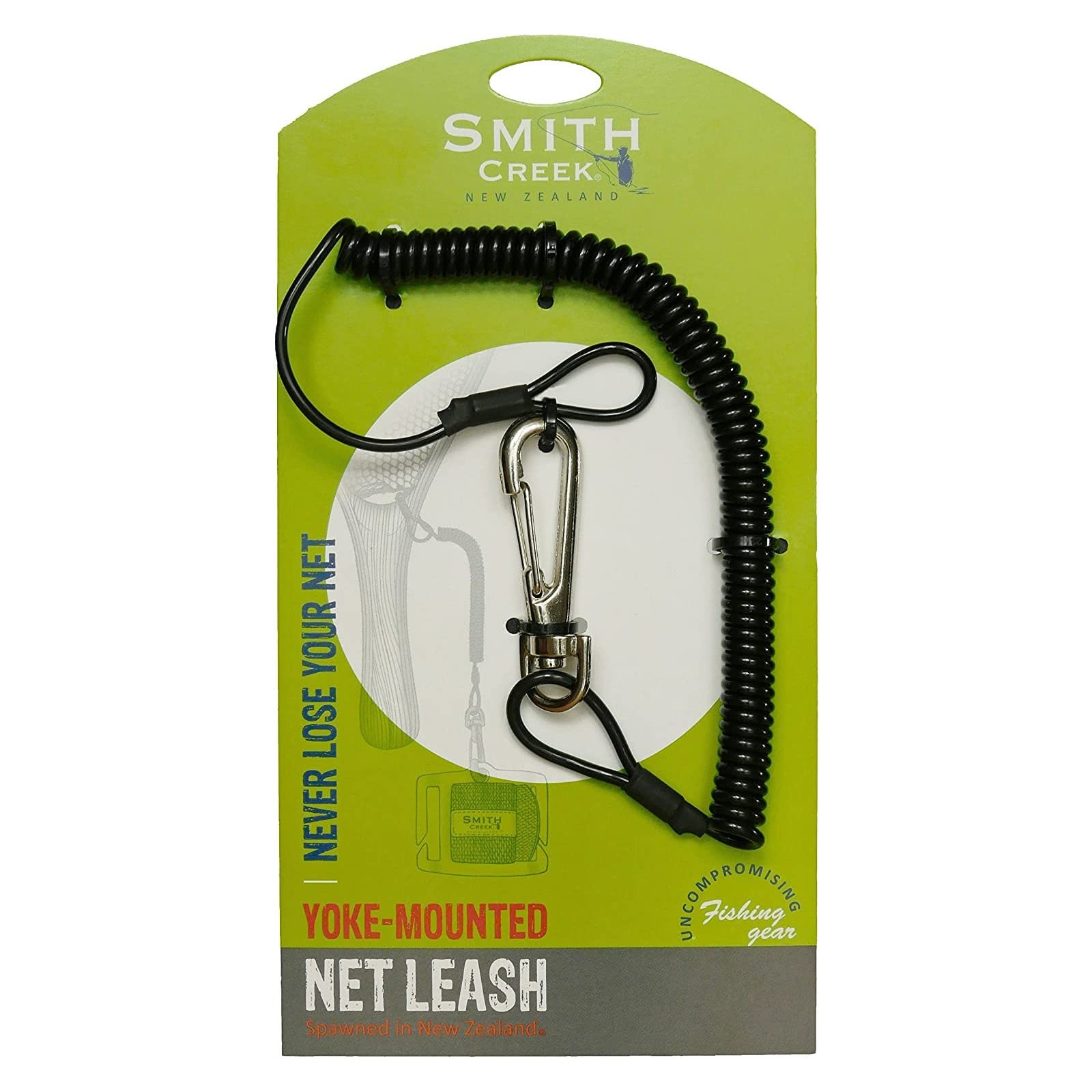 Smith Creek Net Leash, Yoke Mounted Coiled Lanyard One Size, Black
