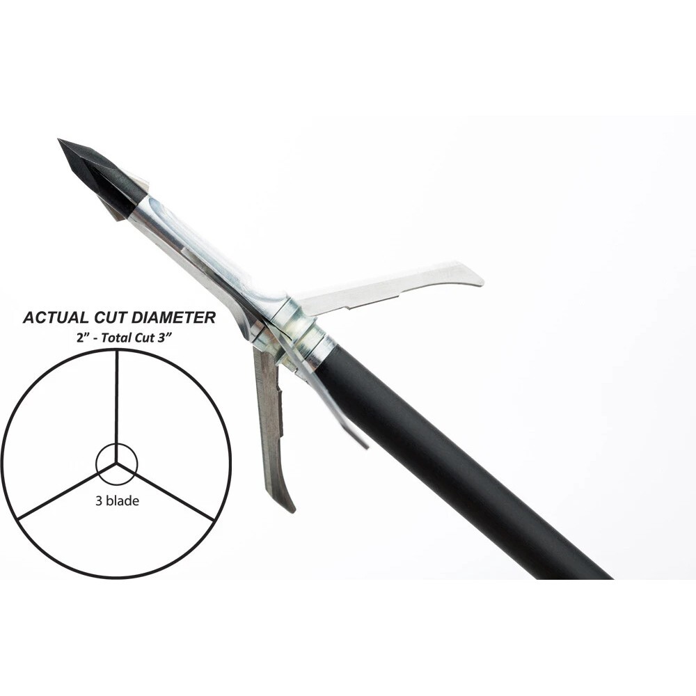Grim Reaper RazorTip Broadhead 3 Blade Mechanical 2″ Cut 100 Grain 3pk 01924