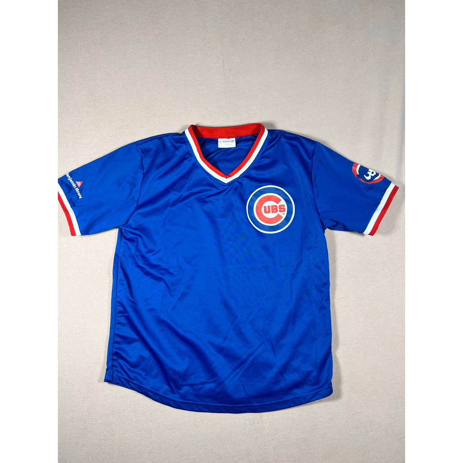 Chicago Cubs Jersey Mens XL Blue V Neck Benjamin Moore Promo Baseball Shirt