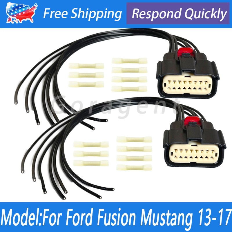 2PCS 7 Wire Halogen Headlight Connector Harness Fit Ford Fusion Mustang 13-17