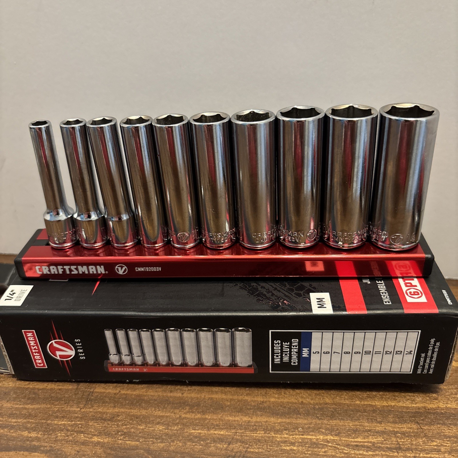 Craftsman CMMT17515V V-Series 10pc 1/4in Metric Deep Socket Set