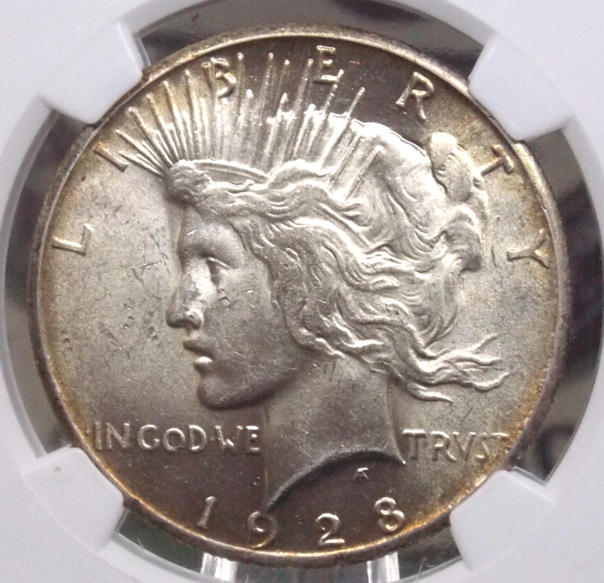 1928 "P" Peace SILVER Dollar $1 NGC AU58 #007 About Uncirculated ECC&C, Inc.