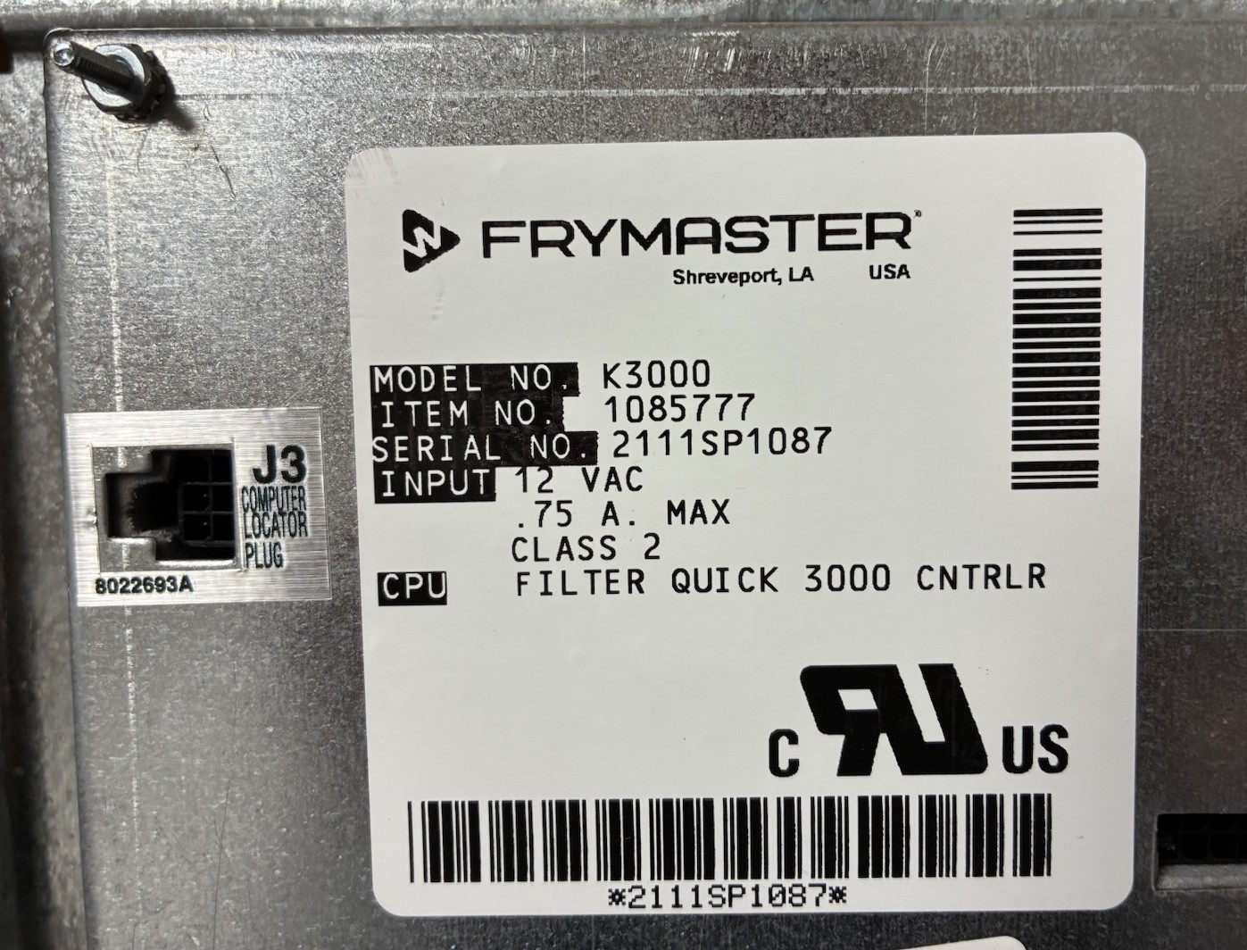 Frymaster Controlr Assembly,K3000