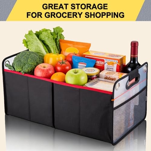 Car Trunk Organizer, Collapsible Auto Trunk X-Large Rectangular Black/Red