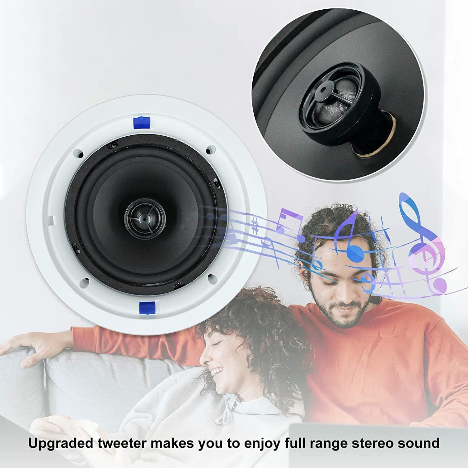 640W 6.5" Herdio Audio Wall Bluetooth Amplifier Receiver Kit+ 4 Ceiling Speakers