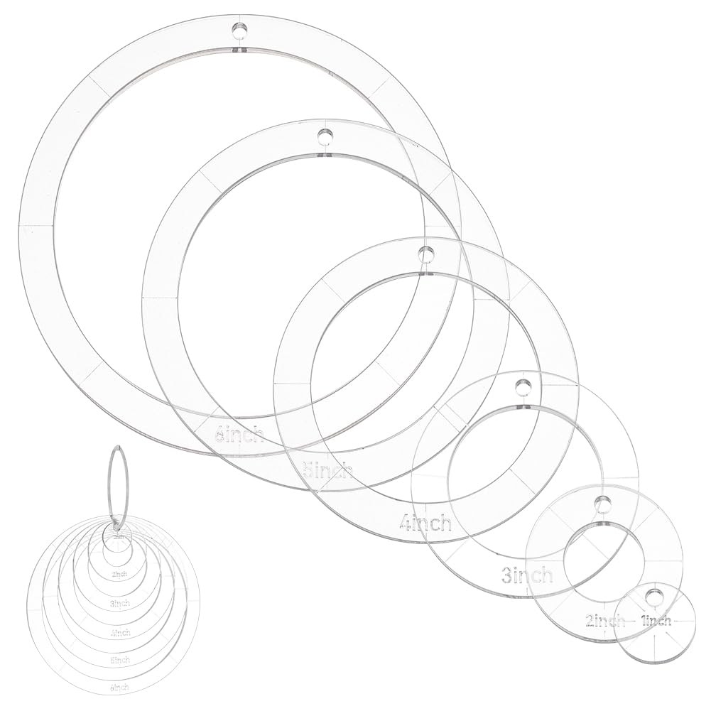 NBEADS 6 Pcs Circle Quilting Acrylic Template, 1/2/3/4/5/6 inch Diameter Quil...