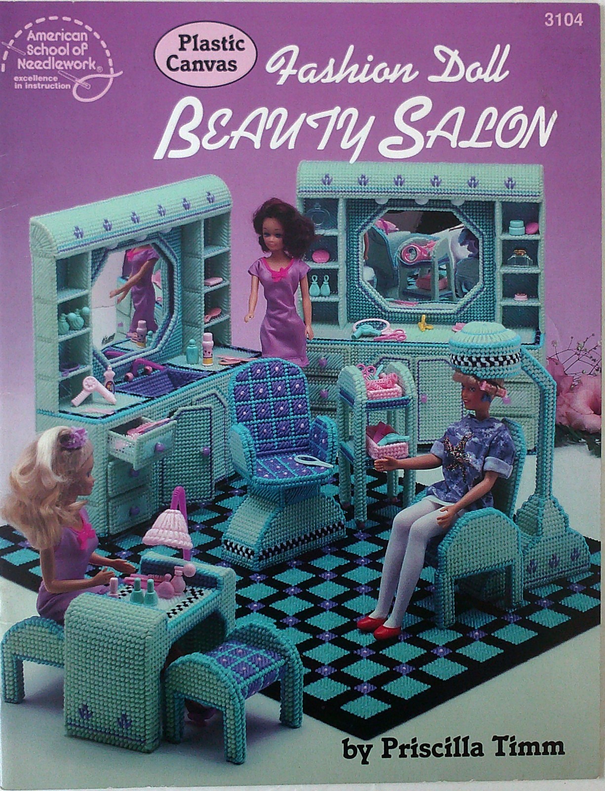 American School of Needlework Plastic Canvas Fashion Doll Beauty Salon Pattern