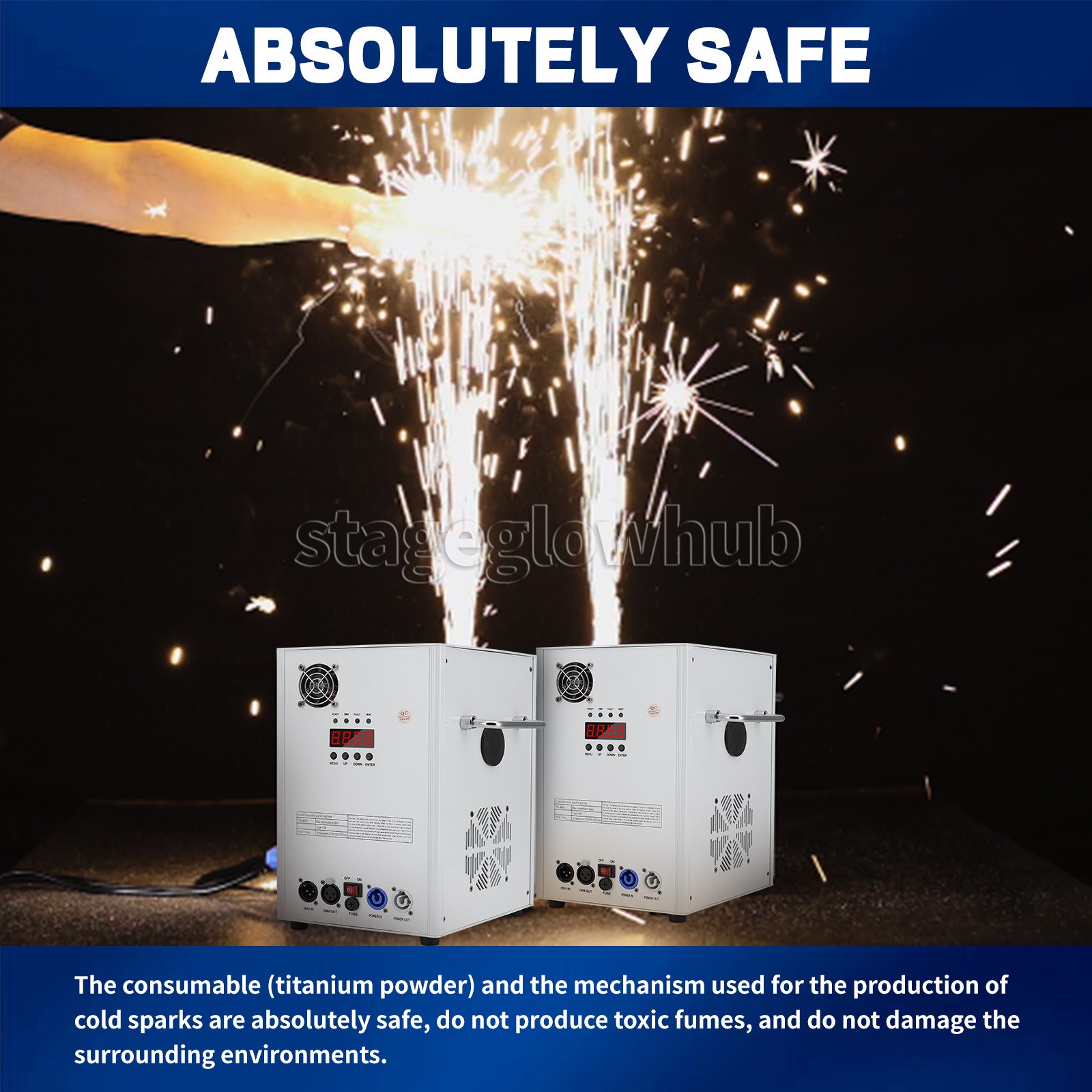 PAIDUN 850W Cold Spark Firework Machine Stage Effect 3.2-19.6FT Wedding DJ Event