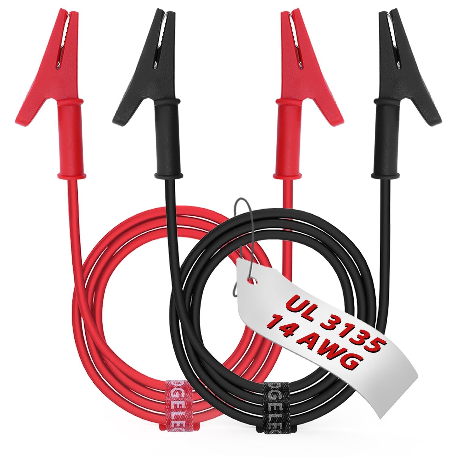 14 Gauge Silicone Alligator Clips 2 Pack 3.3 Ft Test Leads Heavy Duty Jumper Wir