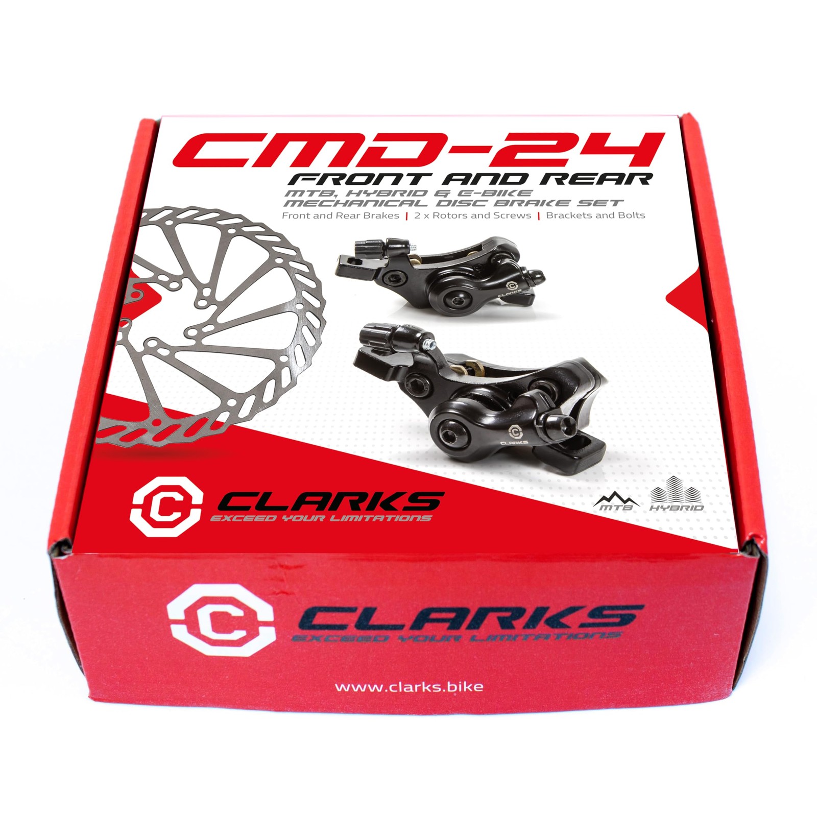 Clarks Cycle Systems CMD-24 Mechanical Disc Brake Set, Including Rotors, IS Moun