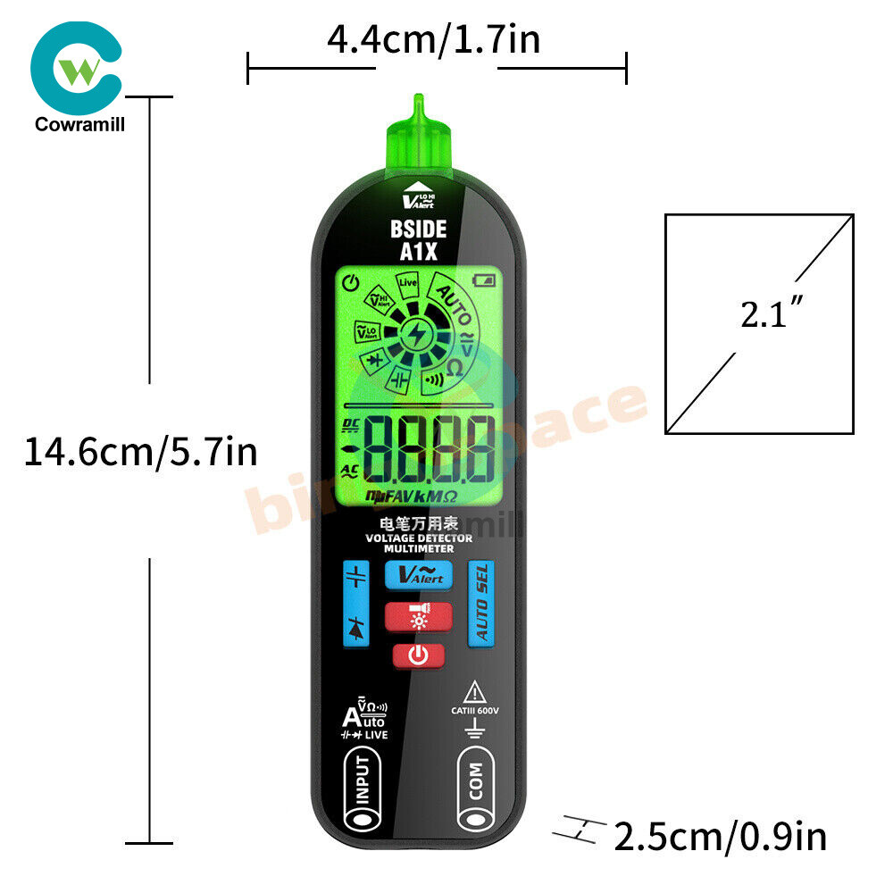 BSIDE A1X Digital Multimeter Voltage Tester Detector DC/ACVoltage Resistance US