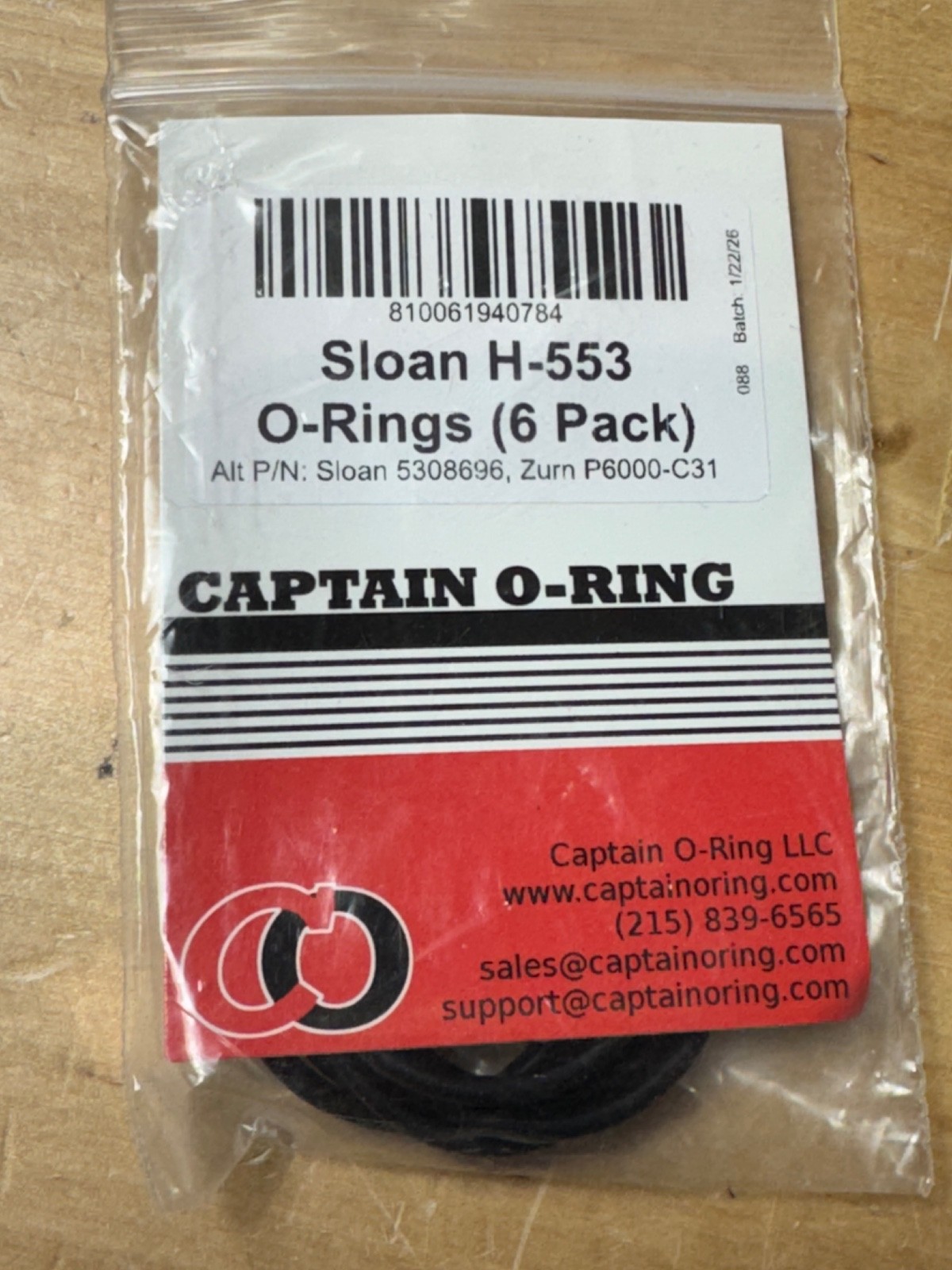 H-553 P6000-C31 O-Rings for Sloan Royal Regal Zurn Flushometer Valve (6 Pack)