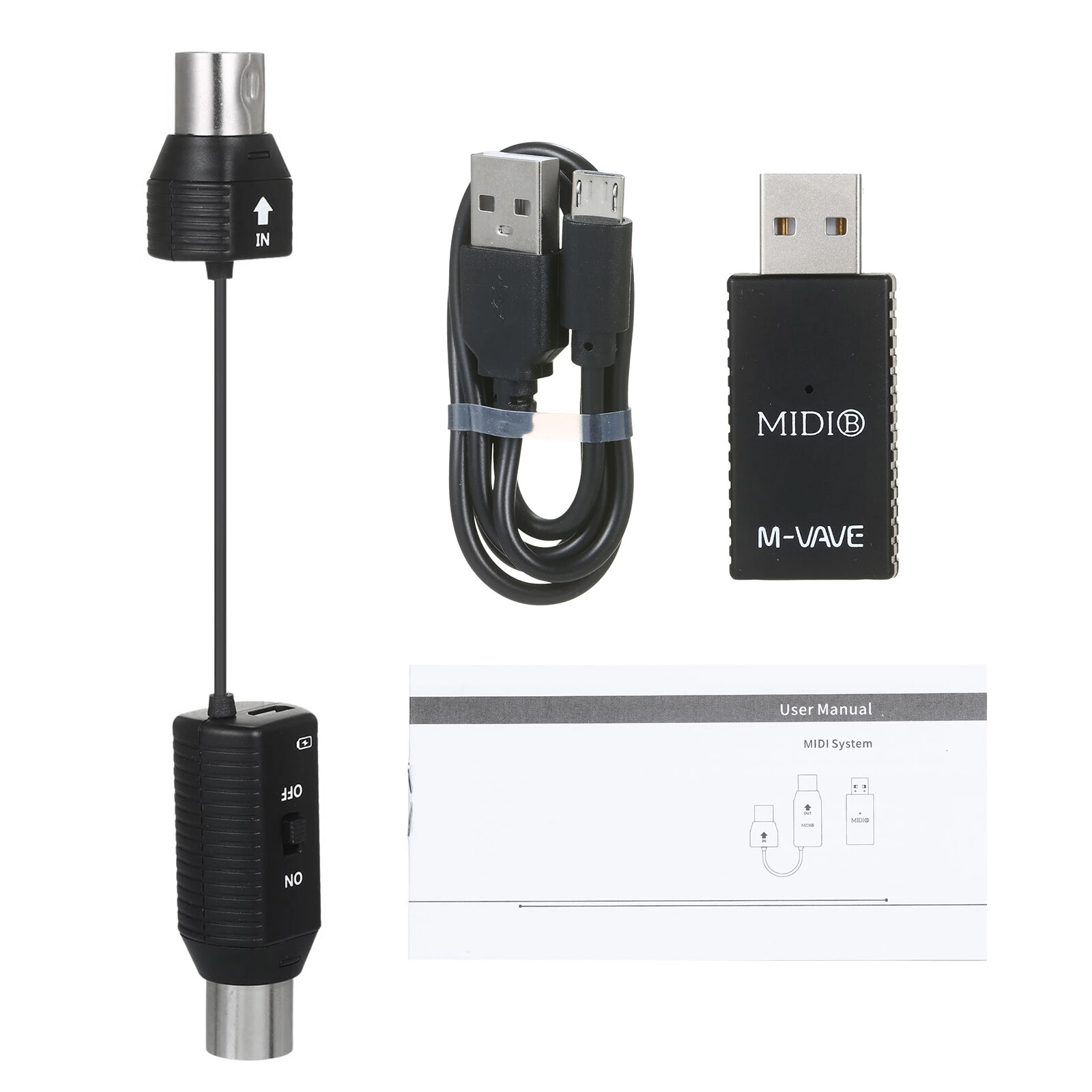 M-VAVE Wireless MIDI Adapter USB MIDI Interface Bluetooth Adapter Plug and Play