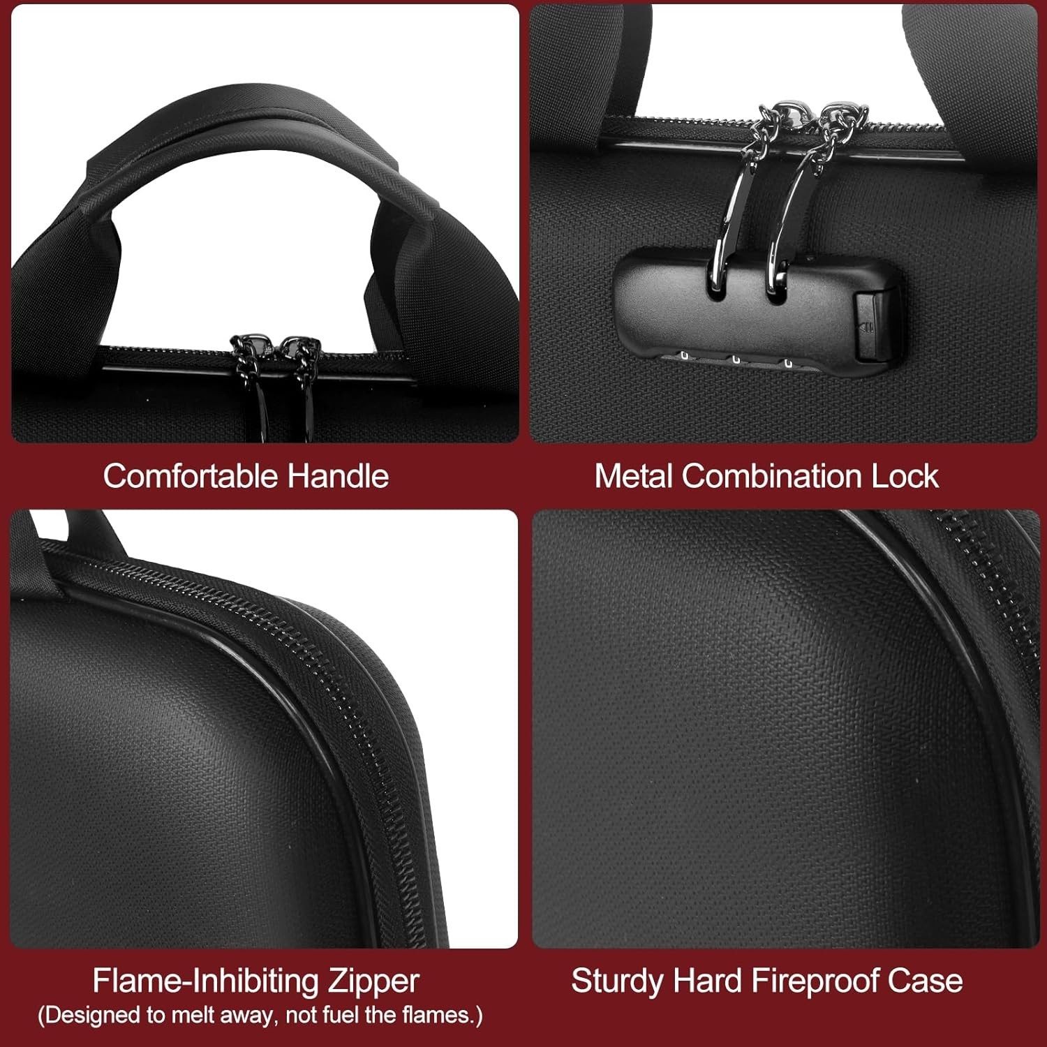 Secure Hard-Shell Fireproof Document Box with Combination Lock - 42 Compartments