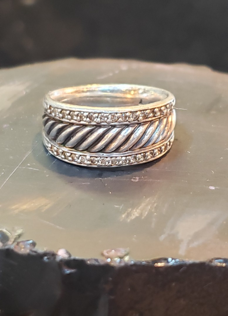 David Yurman Thoroughbred Sterling Silver Ring (sz6.75/6.81g) RK-201