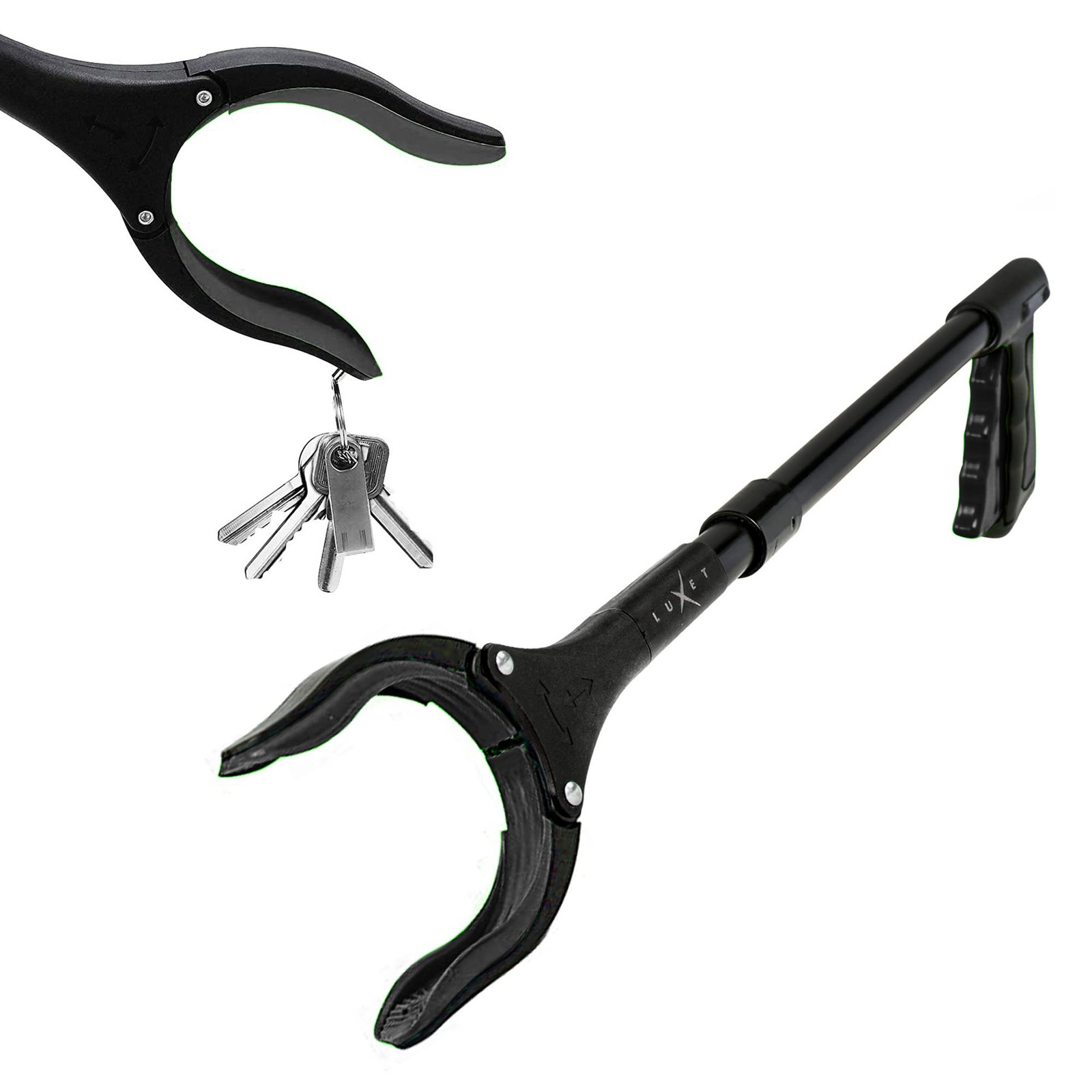 Grabber Tool 19" Aluminum Magnetic Claw, Rotating Lightweight Foldable Black