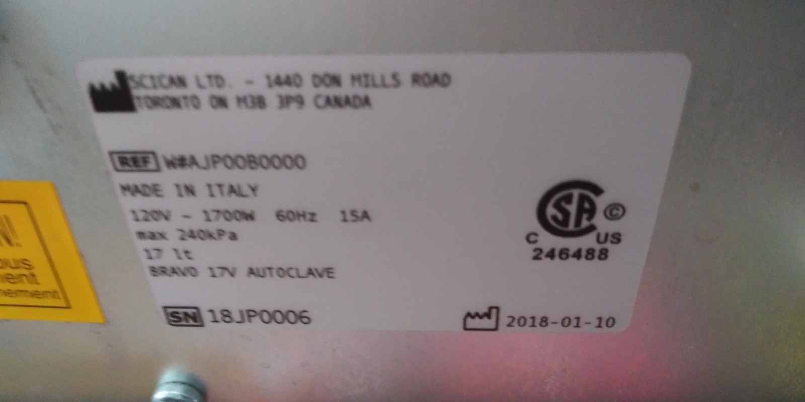 SCICAN BRAVO 17V STERILIZER TESTED WORKING 2018