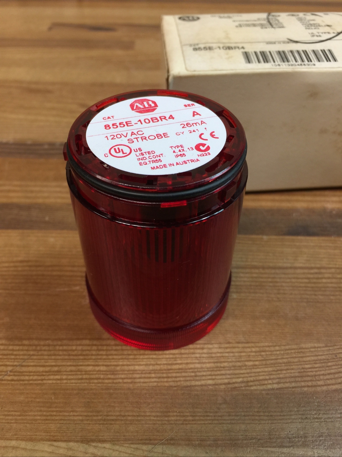 NEW ALLEN-BRADLEY 855E-10BR4 50MM STACK LIGHT RED STROBE LIGHT MODULE 120VAC