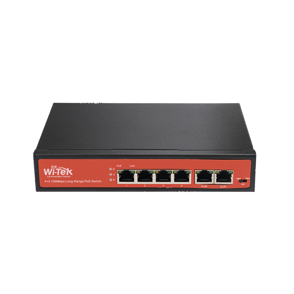 Wi-Tek WI-PS205(V2) Switch 4 x 10/100Mbps PoE Ports, 2 x 10/100Mbps RJ45 Ports