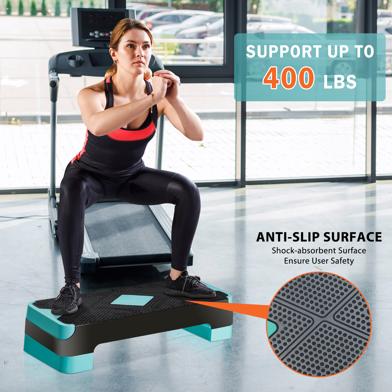 26" Aerobic Exercise Step Platform w/4 Risers Adjustable Workout Stepper 4 Color