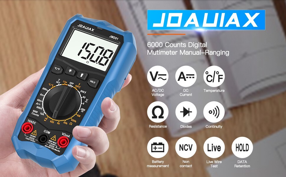 Digital Multimeter 6000 Counts Multi Tester AC DC Voltmeter NCV Ohm TRMS