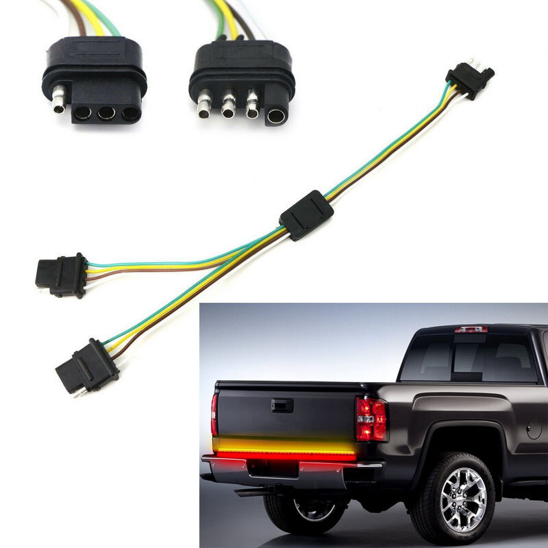 4-Way Flat Y-Splitter Dual Plug Adapter LED Tailgate Light Bar or Trailer LED09C