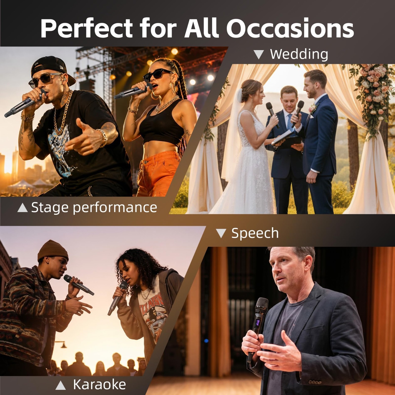 Dual Wireless Microphones for Karaoke - 500ft Range, LED Display, Handheld Mics