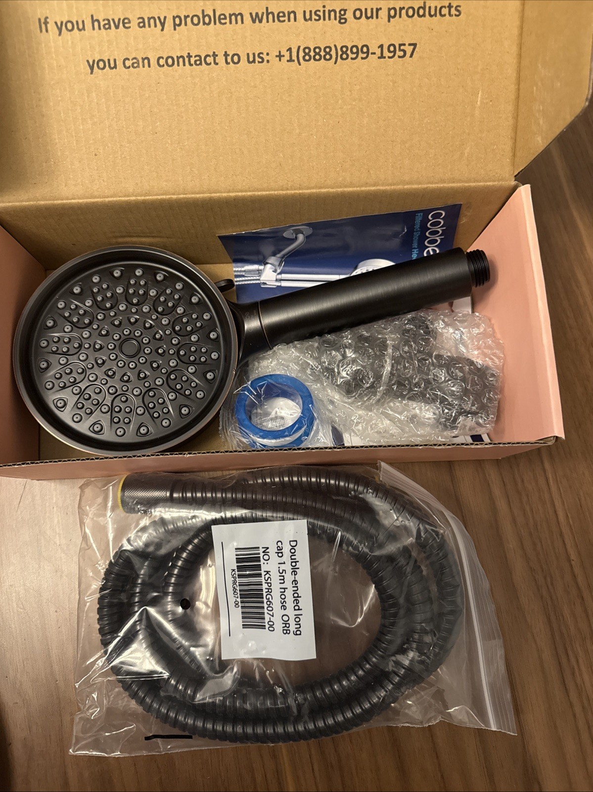 Cobbe KSCD403-3 2.5GPM 6 Function Matte Black Shower Head with Filters