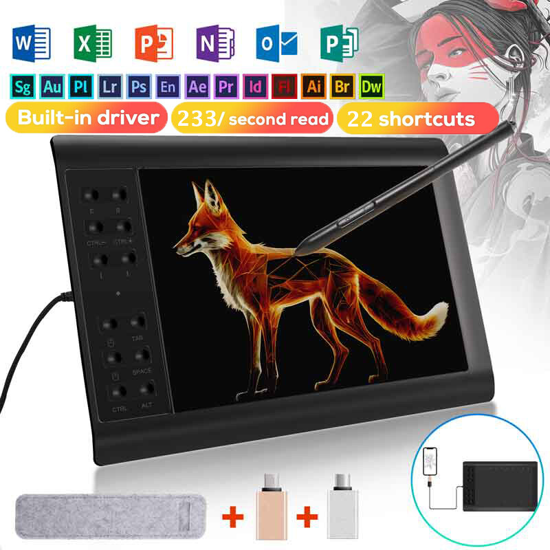 Digital Graphic Drawing Tablet with Screen Pen Display 22 Shortkey VIN1060 Plus