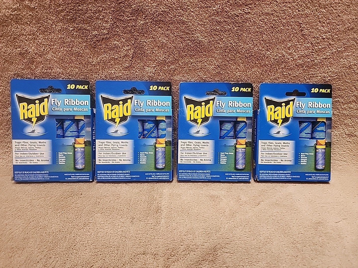 Lot of 4: Raid Fly Ribbon 10pk Indoor/Outdoor Insect Trap (40 Ribbons Total)