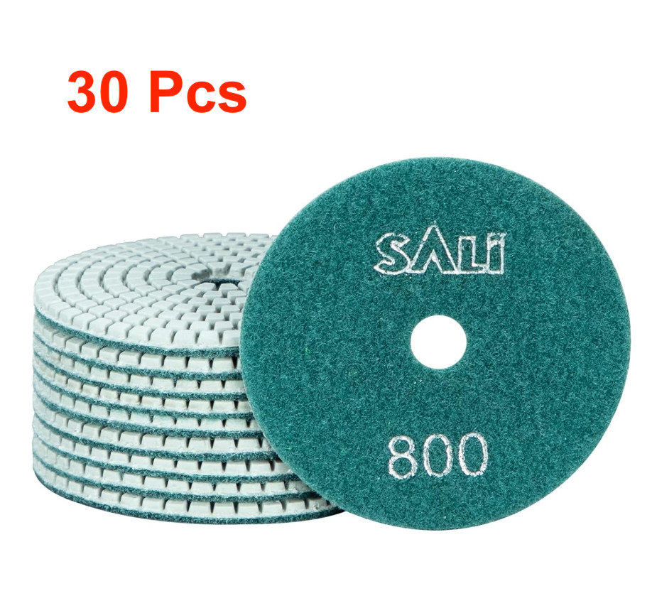 Sali Diamond Polishing Pads 4 Inch Wet Granite Stone Polish Pad Kit 30Pcs