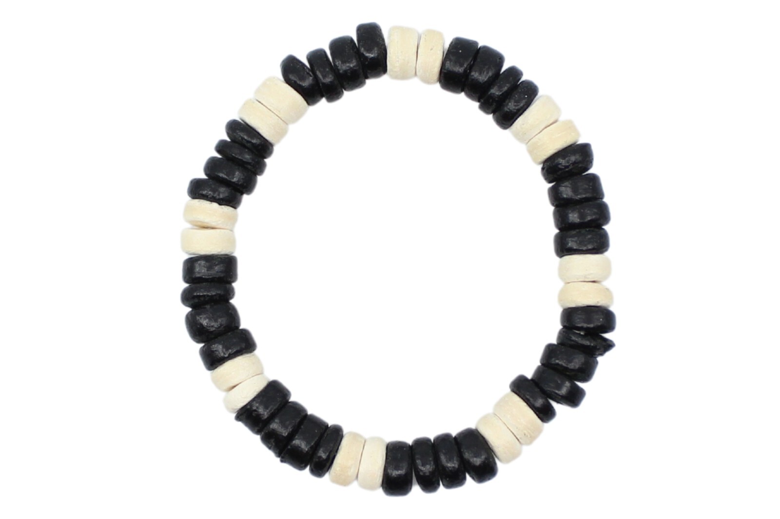 Coconut Shell Bracelet - 7", Black & Beige Coconut (Thick), Hawaiian, Surfer