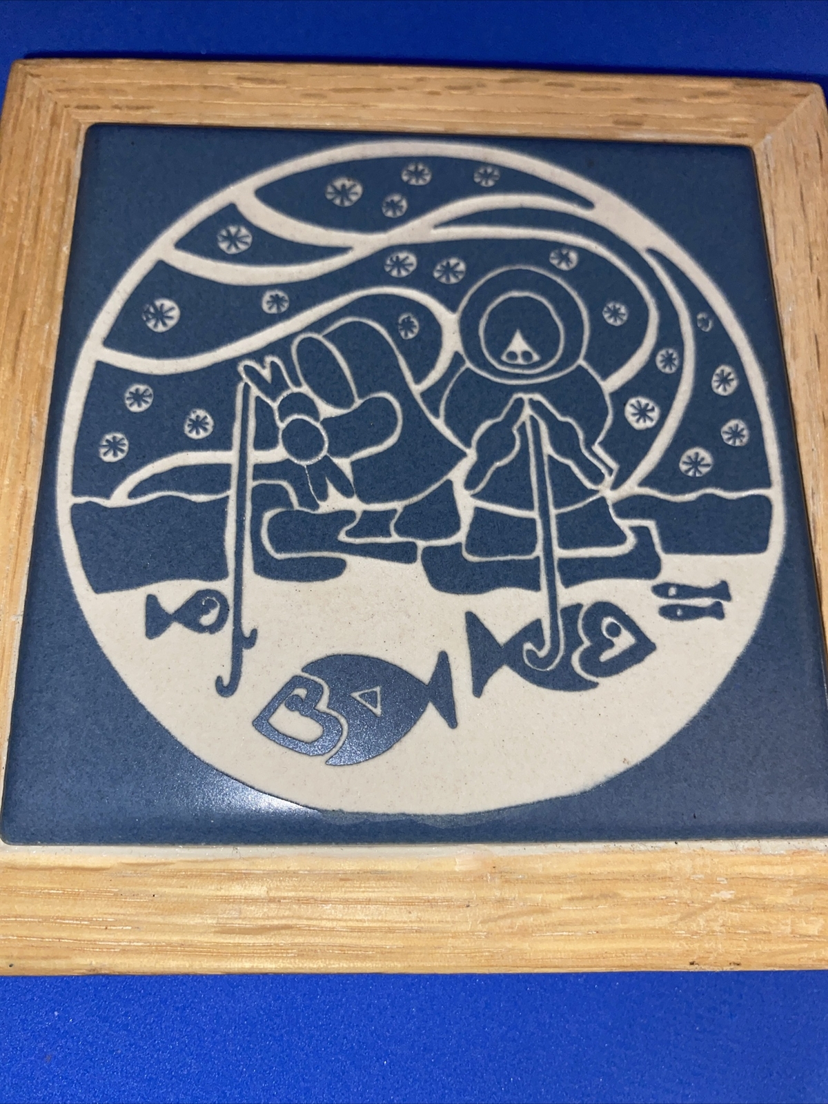 Meredith Mark Eskimo Design Handcrafted Art Tile Trivet 1989