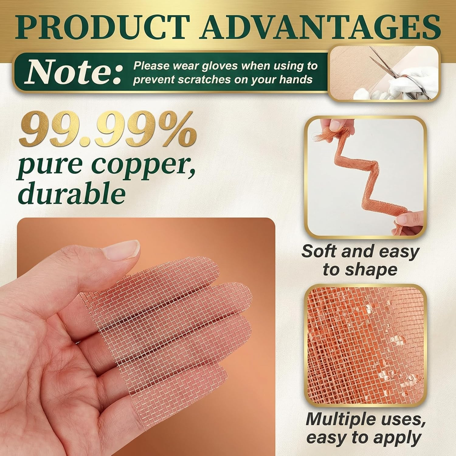 36x10ft Copper Mesh Screen 99.9% Pure Copper 40 Mesh Wire Fabric Roll