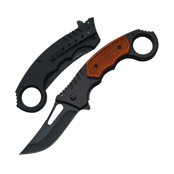 Tactical Trailing Point Folding Knife EDC Emergency -Wood  Handle