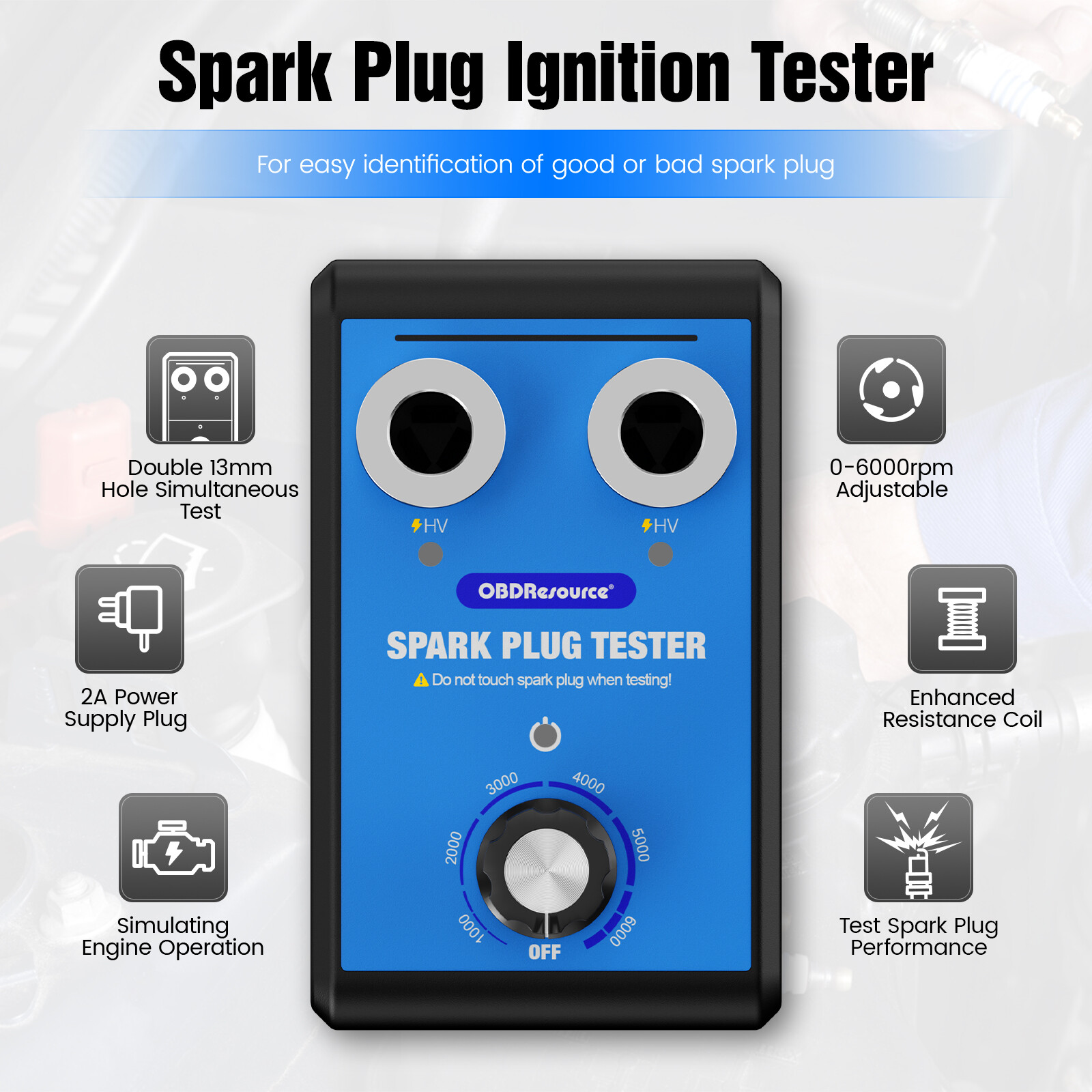ST100 Car Spark Plug Tester Adjustable Double Hole Detector Ignition Analyzer US
