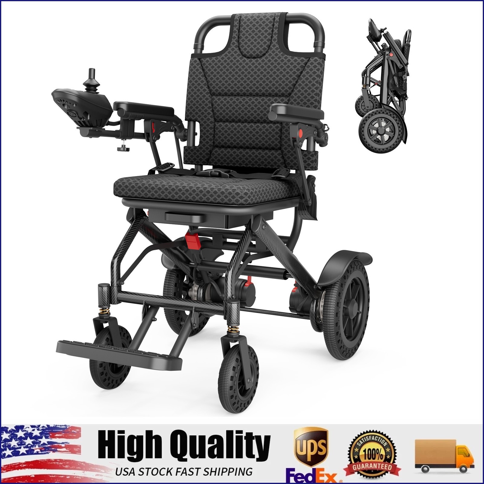 Lightweight 38Lb Foldable Electric Wheelchair Intelligent 300Lb All Terrain FDA