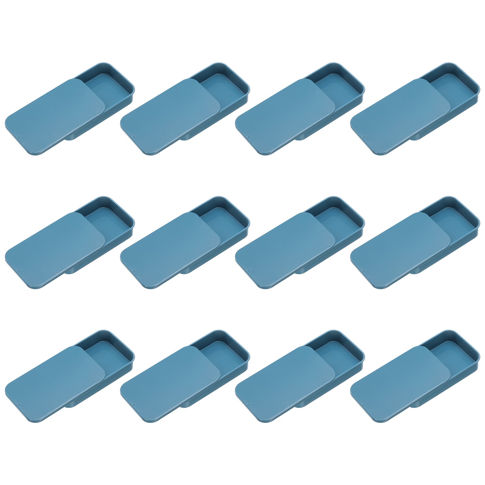 12Pcs Slide Top Tin Containers 3"x2"x0.6" Mini Metal Empty Tins Box Blue