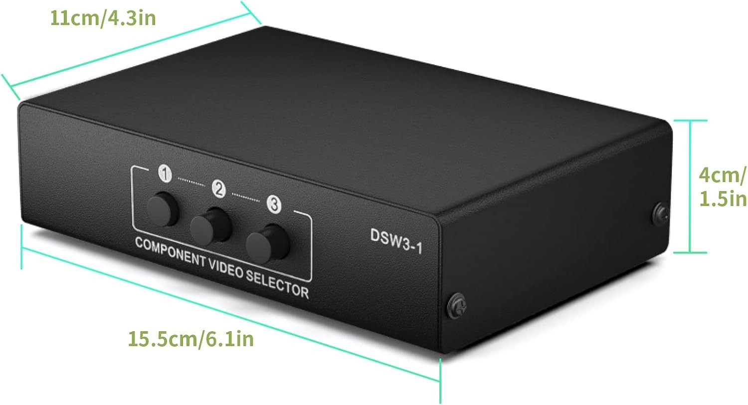 Component AV Video Switch Box 3 in 1 Out, 3 1 out