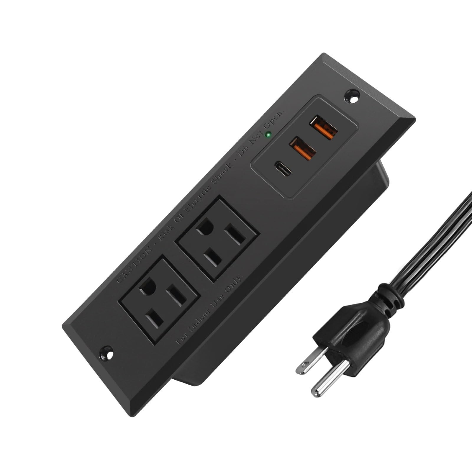 Recessed Power Strip with 20W USB-C Desktop Charge Station USB-C, Black