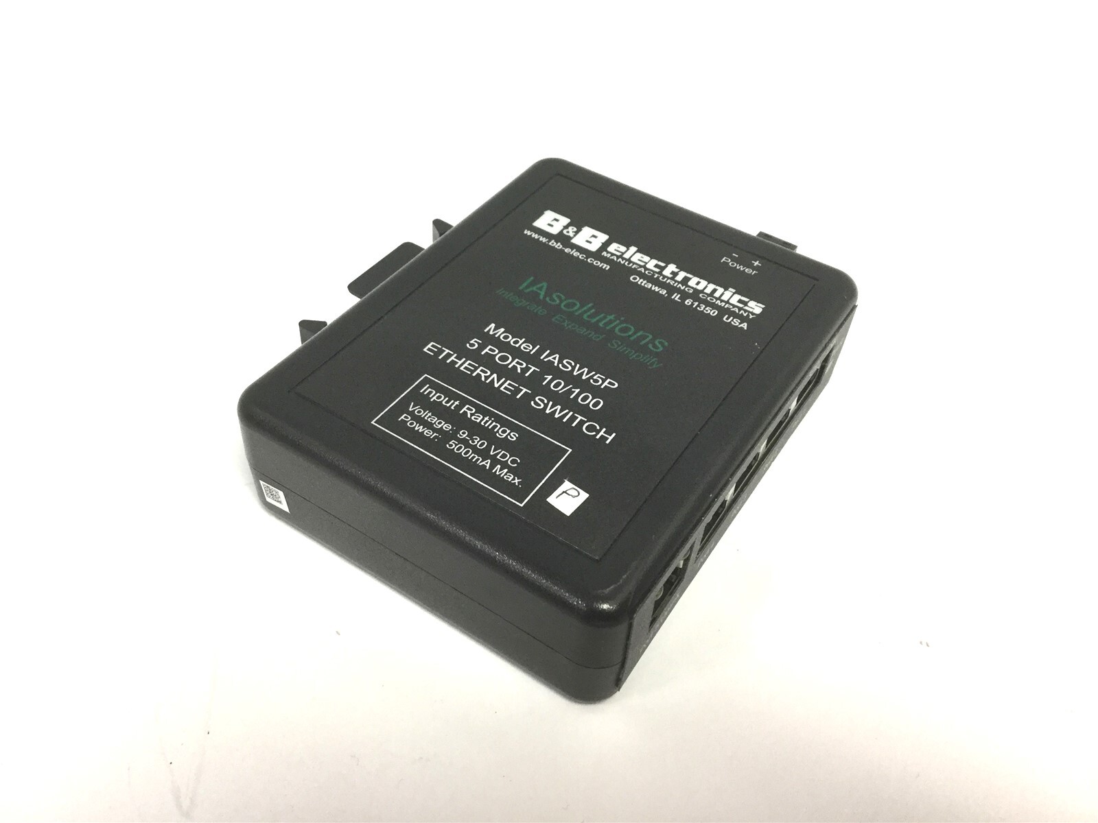 B&B Electronics IASW5P Ethernet Switch 5 Port 10/100 Voltage: 9-30VDC, 500mA