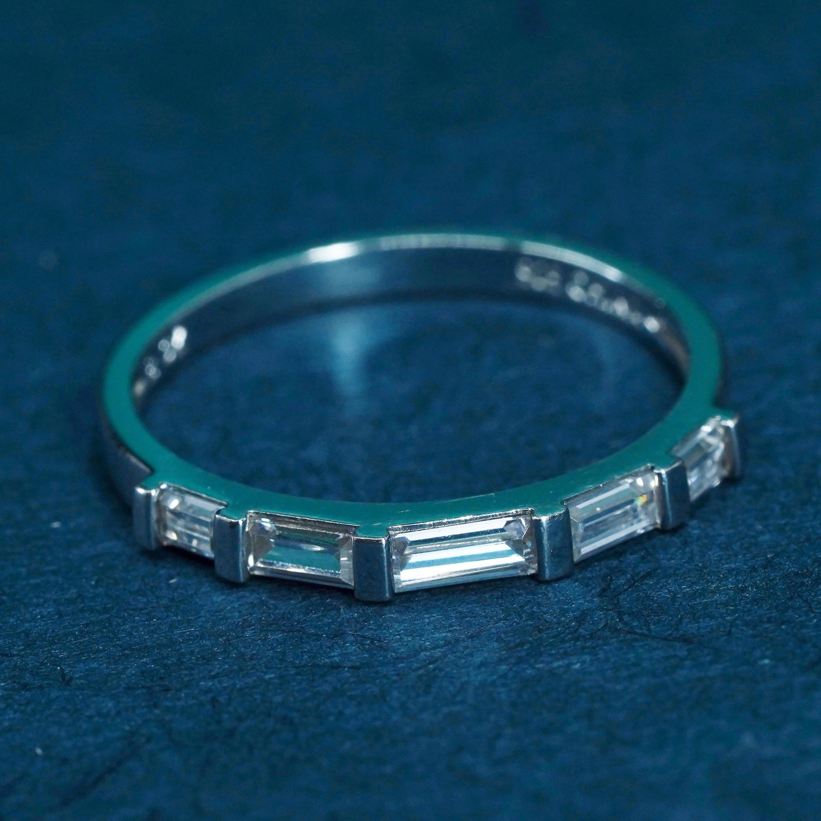 Size 8, Sterling 925 silver handmade ring, 925 stackable wedding band with Cz