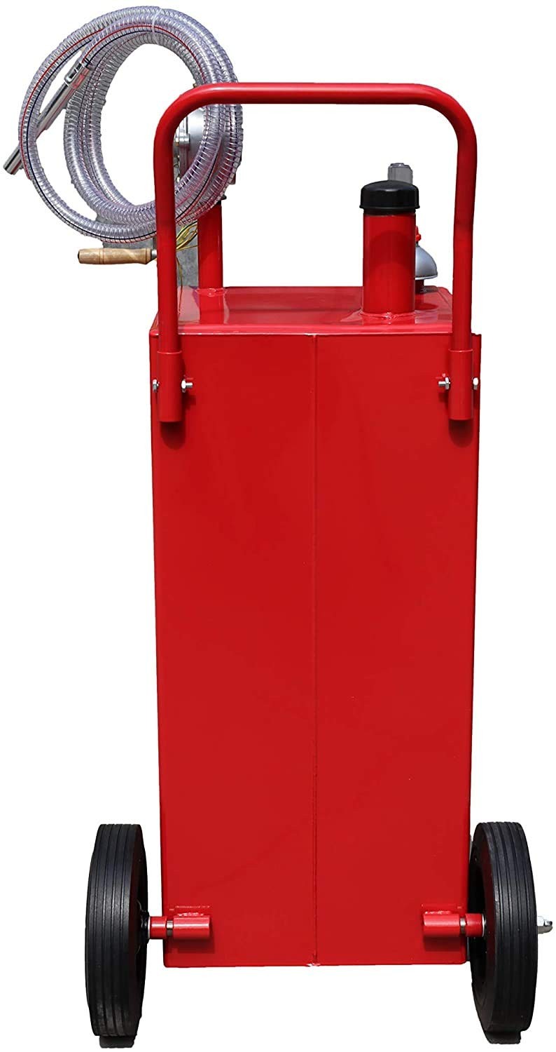 30 Gallon Gas Caddy Fuel Tank Hand Siphon Pump Wheels for Boat ATV Car Red